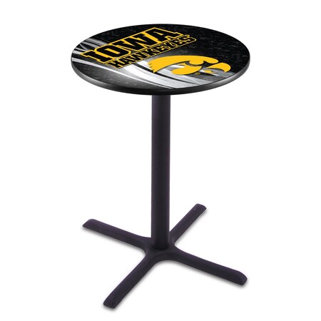 Holland Bar Stool Co 36" Blk Wrinkle Iowa Pub Table, 28" dia. Top L211B3628IowaUn-D2